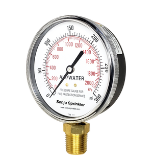 Senju Sprinkler Pressure Gauge 3.5", 300PSI 1/2"NPT